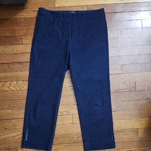 2 Blue Capris Dress Ladies Pants with Straight-Leg Cut and Flat Front